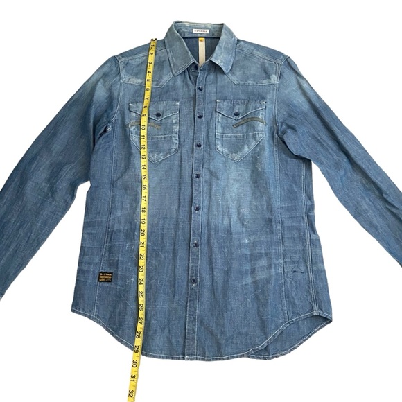 Vintage G-star Raw Distressed Denim Raw Button Up Shirt Blue Pockets Size L Jean - Picture 5 of 9